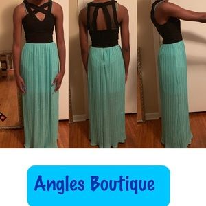 Green and black dress